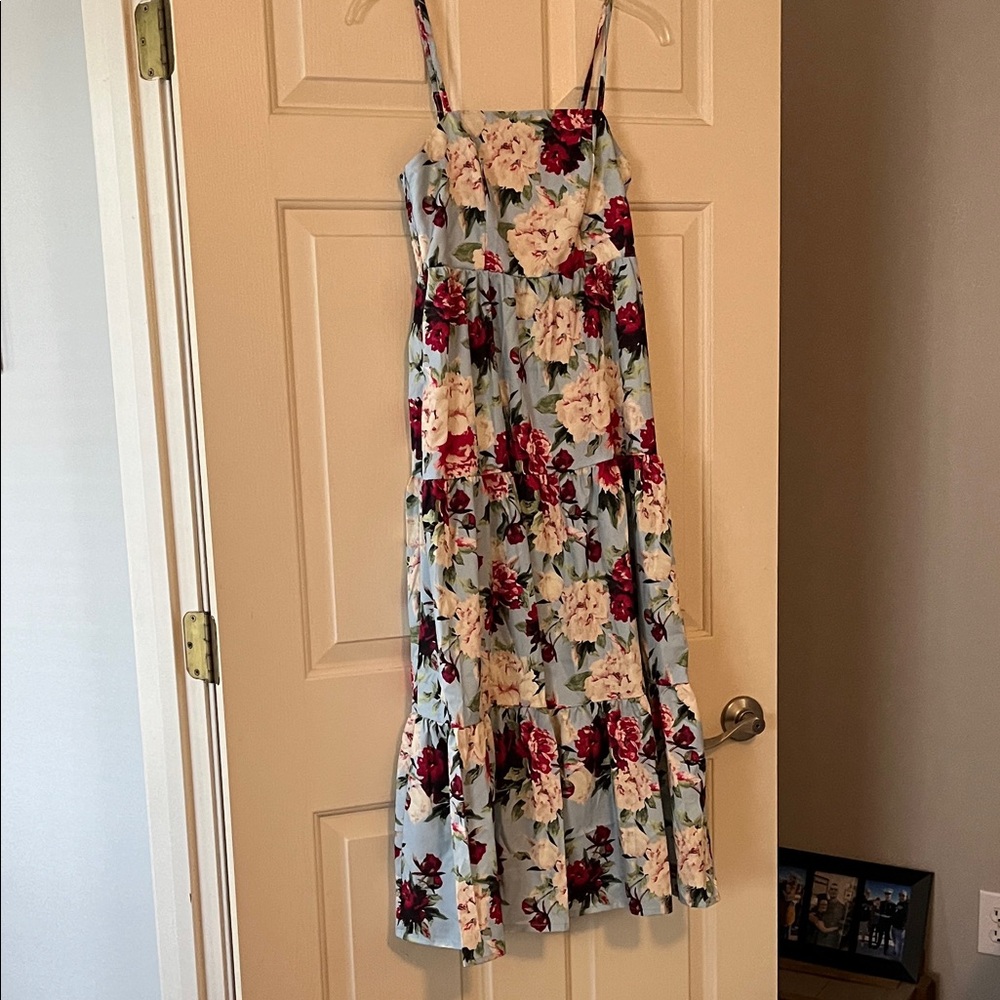 Floral Blue and Red Women's Dress